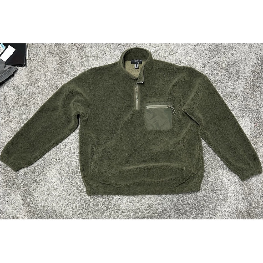 Forever 21 Olive Zip-Up Sweater XL